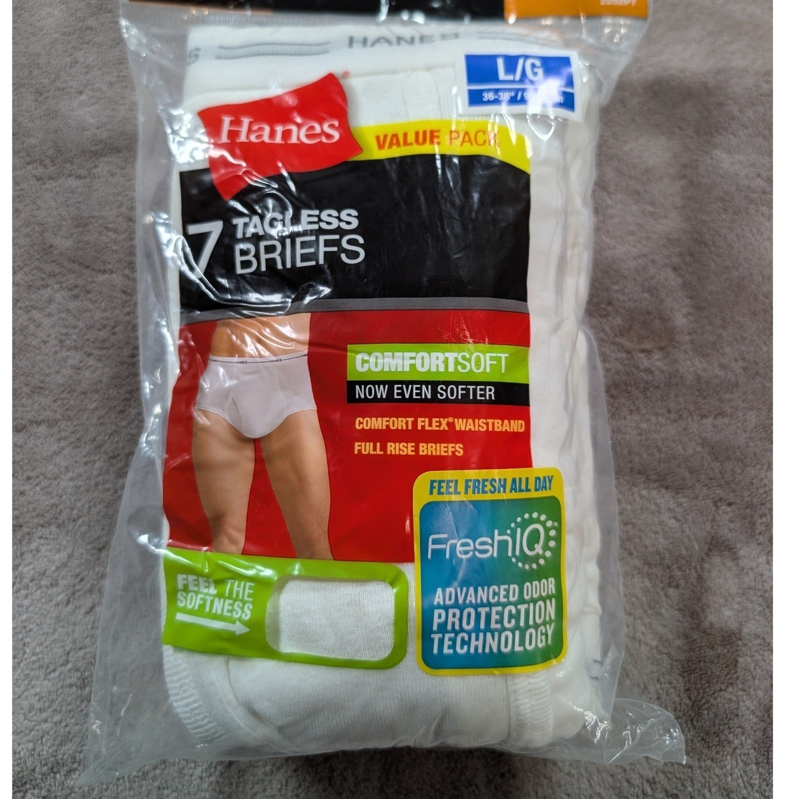 Hanes Mens 7 Pack Tagless Briefs Comfortsoft White Size Large 36-38 Freshiq New